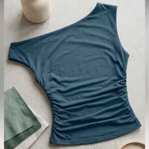 One-Shoulder Haze Blue Top